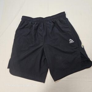 Reebok Athletic Shorts Mens Large Black Running Training Lined Zip Pocket Gym